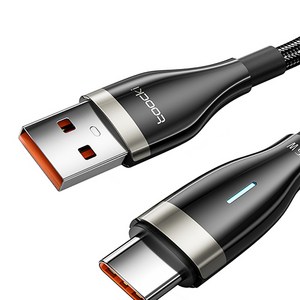 Toocki 아연합금 라이트 USB C타입 고속 충전 케이블, 2m, 블랙, 1개