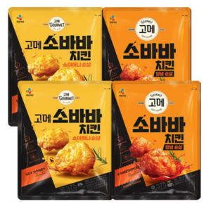 소바바치킨 양념 순살 2 + 오리지날 순살 2, 375g, 1개