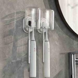 네이르 무타공 칫솔걸이 양치컵 세트, 2개, 화이트