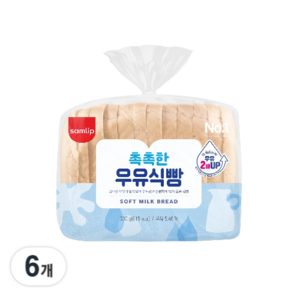 삼립 촉촉한 우유식빵 SOFT MILK BREAD, 330g, 6개