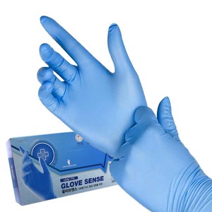 글러브센스 니트릴 합성 고탄력 진료용 일회용 다목적 장갑, 1개, 중(M), 블루