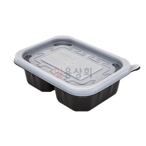 [ILYONG] 사각 죽용기 JH 1310 소 3칸 300ml 50세트 검정, 50개, 1세트