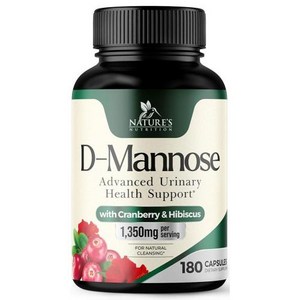 D-Mannose 1000mg 캡슐 엑스트라 스트렝스 빠르게 작용하는 천연 요로 건강 지원 크랜베리 민들레 및 히비스커스 포함 - 비건 캡슐 120개, 180정, 1개