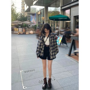 빈티지무드 오버핏 체크 셔츠블라우스