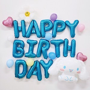 써드나인 산리오 시나모롤 알파벳 생일풍선 세트, 1세트