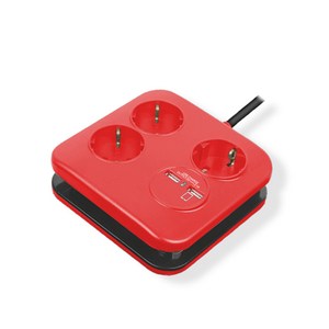 러그박스 납작 멀티탭 플러그 USB 디자인 큐브 납작한 멀티 콘센트 사각, 뉴레드(이지콕플러그), 1개