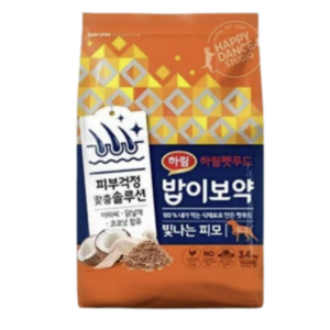 밥이보약 강아지 기능성 사료, 피부/피모, 3.4kg, 1개