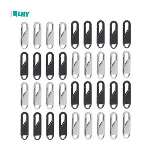 LYRHIX 지퍼 지퍼손잡이 지퍼손잡이고리 지퍼고리 자크고리 쟈크고리 탈부착지퍼, 3.7cm*1.1cm, 36개, 은색+검은색