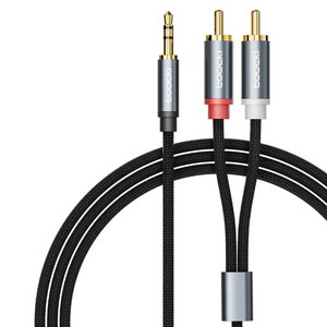 Toocki 3.5mm 3극 AUX 스테레오 케이블, 3m, 희색, AUX to 2RCA 케이블