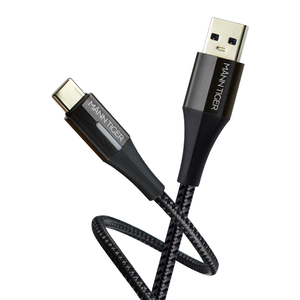 [1+1] 만타이거 제니스 USB3.0 C타입 갤럭시 아이폰 고속충전 케이블, 2개, 블랙, 1m