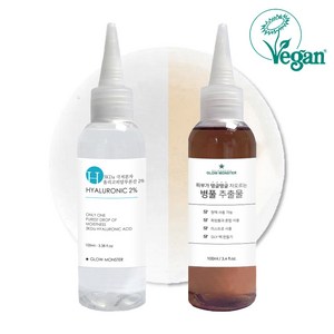 글로우몬스터 병풀 추출물 100ml + 3Kda 올리고 히알루론산 2% 원액 100ml, 1세트