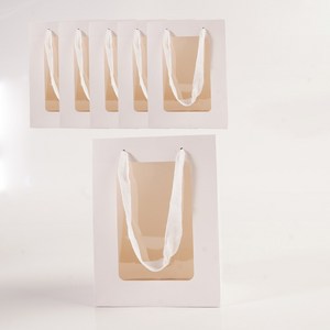 투명창 윈도우 미니 쇼핑백 어린이집 생일 답례품 구디백, 1.화이트, 6개