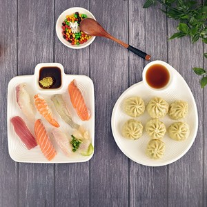 개인 소스 종지 접시 나눔 만두 초밥 플레이트 그릇, 원형 플레이트, 1개
