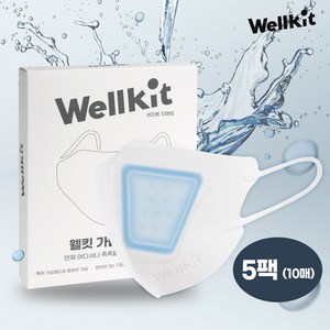 [Wellkit] 웰킷 촉촉 가습마스크 비행기 기내용 휴대용 가습기 비염 편도선 감기, 화이트(성인용), 5개, 2매입