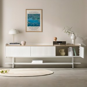 웰퍼니쳐 아띠 템바보드 거실장 1800 도어 방문설치, 화이트 + 오크