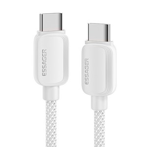 Essager 100W 고속충전케이블 C타입, 2m 흰색 1개, 1개