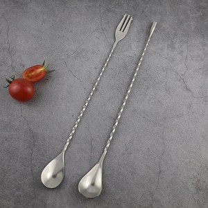 홈바 스텐 바스푼 칵테일 수저 롱스푼 40cm, 삼지창, 30cm, 블랙, 1개