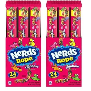 너드 로프캔디 바삭 쫄깃 톡 쏘는 젤리 구미 레인보우 24카운트 [Neds Rope Candy Rainbow 0.92 Ounce Pack of 24ct ], 2개