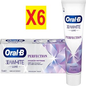 75ML 6개 오랄비 3D 화이트 럭스 퍼펙션 화이트닝 치약 미백치약 Oal-B 3D White Luxe Pefection Whitening Toothpaste