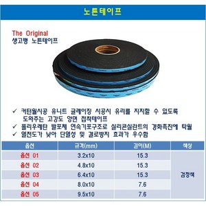 생고뱅 노튼테이프 노턴테이프 유리시공 양면 접착테이프, 8.0x7.6m, 1개