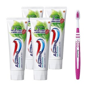 Aquafresh 아쿠아프레쉬 부드러운 민트 치약 140g 4개 + 칫솔 포함 ※색상은 선택하실 수 없습니다, 1개, 1ml