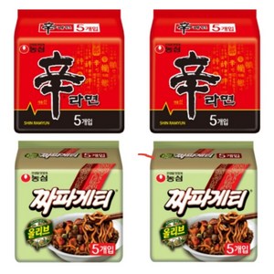 농심 신라면 5p x 2개 + 짜파게티 5p x 2개 세트, 1박스