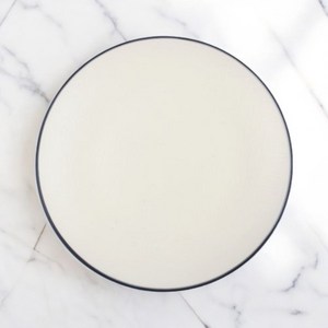 체크투톤 블랙&화이트 원형접시 식당 그릇 다용도, 1개