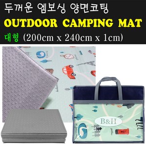 티제이글로벌 T-다이 바닥강화코팅 접이식 엠보싱 발포 두꺼운 텐트 캠핑매트 돗자리 (캠핑툴즈/엔틱그린/런던블루/캠핑패턴 오렌지/남극펭귄), 런던블루(대형)