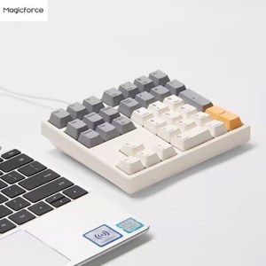 [ XC샵] MAGICFORCE MF17 MF34 기계식 숫자 넘버 텐키 저소음 키패드 키패드 화이트 LED 백라이트, 베이지, MF34-무선버전, 적축