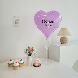 이벤트홀릭 레터링 하트 풍선 스탠드 세트 파티용품 자유문구 스티커, 1개, 06.라벤더 세트