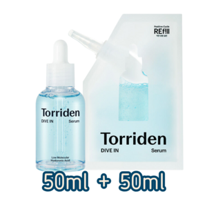 [본사정품] TORRIDEN 토리든 다이브인 세럼 50ML 리필 한정 기획(+50ML 리필팩) DIVE IN SERUM 저분자 히알루론산 세럼 속보습, 2개