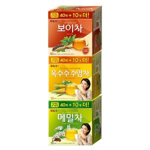 담터 티백 침출차 세트 50T 3종(보이차 메밀차 옥수수수염차), 50개입, 3개