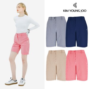 김영주 여성 골프웨어 여름 셀라 하프 스판 팬츠 시어서커 쿨 냉감 기능성 반바지
