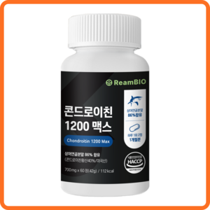 콘드로이친 ReamBIO 1200 맥스 상어연골 HACCP 식약처 인증 프리미엄 미국산, 1개, 60정