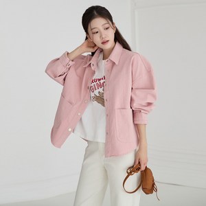 [닌나난나]피치 오버핏 데님 자켓 루즈핏 데님 여성 캐주얼 데님셔츠Fee(55~77)]
