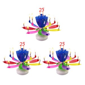 아이템하우스 생일축하 멜로디 연꽃초 + 숫자세트 2p 3개 1세트, 레인보우3개