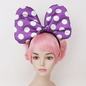 점보 도트 리본머리띠 대형 땡땡이 파티 머리띠, 퍼플