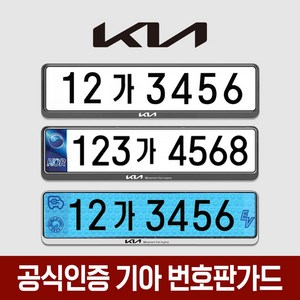 공식인증 기아 번호판가드 2개입 - 천공 비천공 전기차 겸용 가드, 1.기아번호판가드 로고2개(전+후)-블랙, 1세트