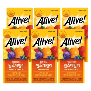 얼라이브 원스데일리 멀티비타민 100정 alive 고함량비타민 비타민비군 비타민B 비타민d, 6개