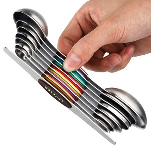 Magnetic Measuing Spoons Set of 8 Stainless Steel 자석 측정 스푼 8개의 스테인레스 스틸 양면 쌓을 수 있는 측정 스푼 세트 티스푼 건조, 1개