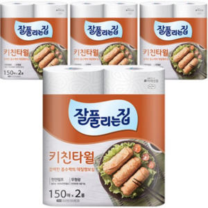 잘풀리는집 천연펄프 키친타올, 150매, 8개