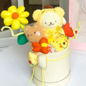로로픽 산리오 캐릭터 인형 꽃다발 + 쇼핑백 세트, 폼폼푸린