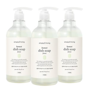 [심플리오리빙] 어니스트 주방세제 [포레스트] 500ml 심플리오 천연성분 주방세제 젖병세제, 3개