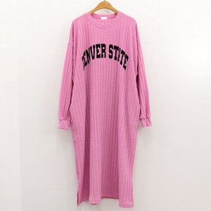 스테이트 루즈핏 긴팔 골지니트 트임 롱원피스