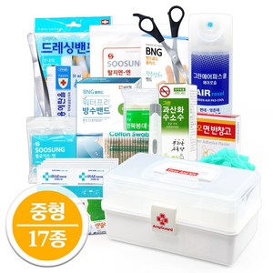 [케이솔루션] 국내산 튼튼한 가정용 구급함 구급상자세트, 1개