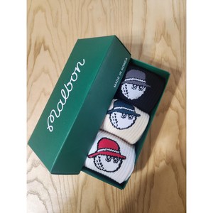 *국내매장판* 말본 양말 버킷 자카드 삭스 3종세트 남녀공용 골프 삭스 선물용, 1개, 베이지,화이트,블랙