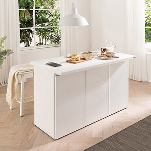 에넥스 페블스톤 대리석 홈바 아일랜드식탁 1200(수납형 무선충전멀티콘센트), 화이트