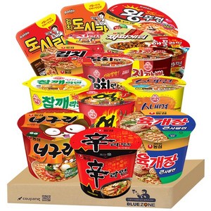 블루존 큰컵라면15종 세트(신라면+너구리+짜파게티+육개장큰사발+김치큰사발+진매+참깨라면+스낵면+진짬뽕+김치면+해물라면+열라면+왕뚜껑+도시락+김치도시락)