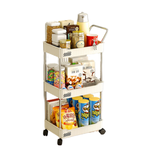 SINEET 다용도이동식 트롤리 카트 선반, 3단