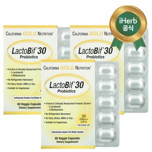 캘리포니아 골드 California Gold LactoBif Probiotics 30 Billion CFU 락토비프 300억 베지캡슐, 60정, 3개